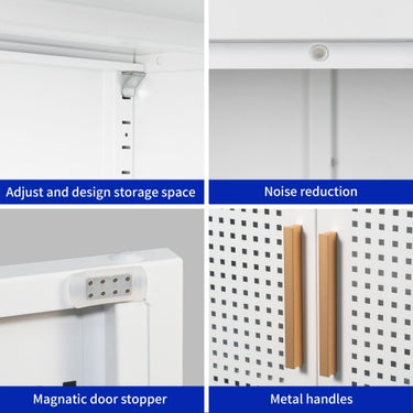 Metal Storage Cabinet With 2 Doors And 2 Adjustable Shelves